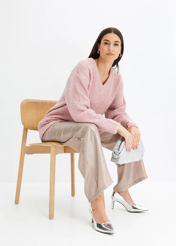 Maglione in filato grosso con scollatura a V, bonprix