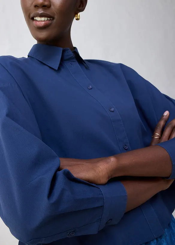 Camicia oversize corta in misto cotone e seta, bonprix