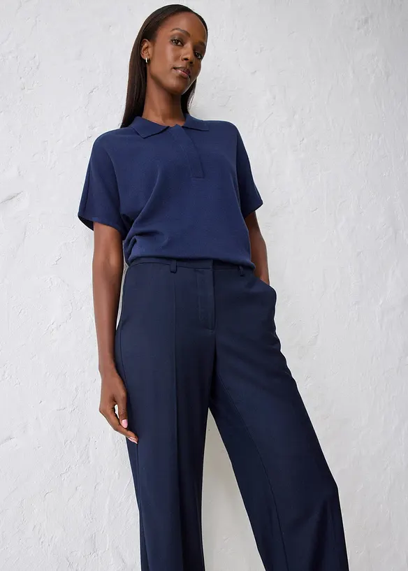 Pantaloni a zampa in misto lana, bonprix