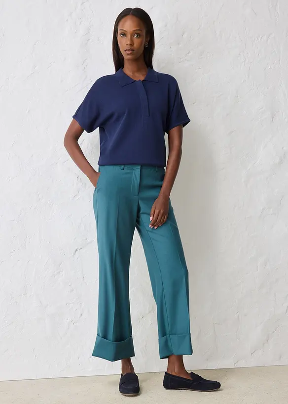 Pantaloni a zampa in misto lana, bonprix