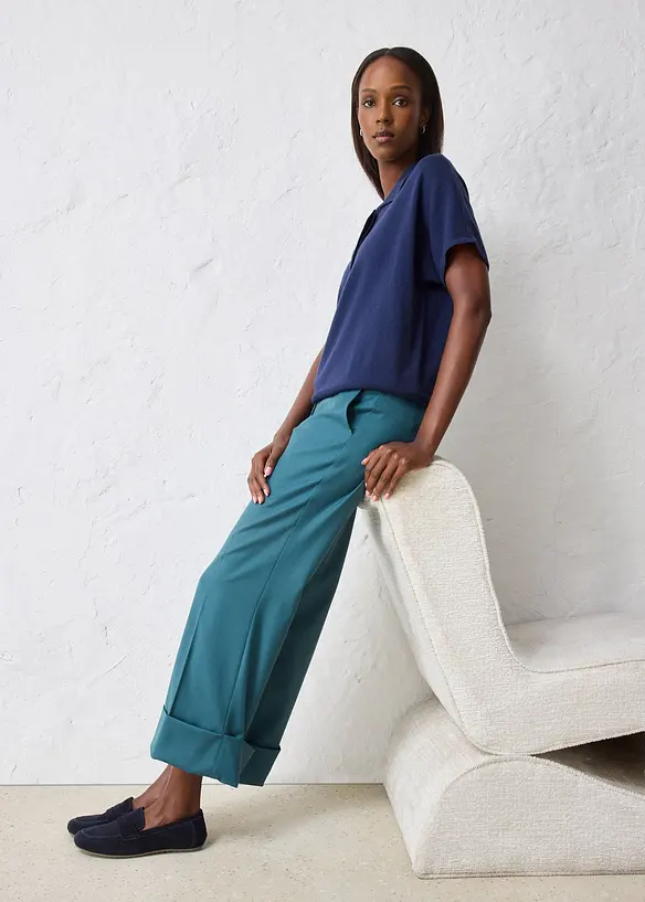 Pantaloni a zampa in misto lana, bonprix