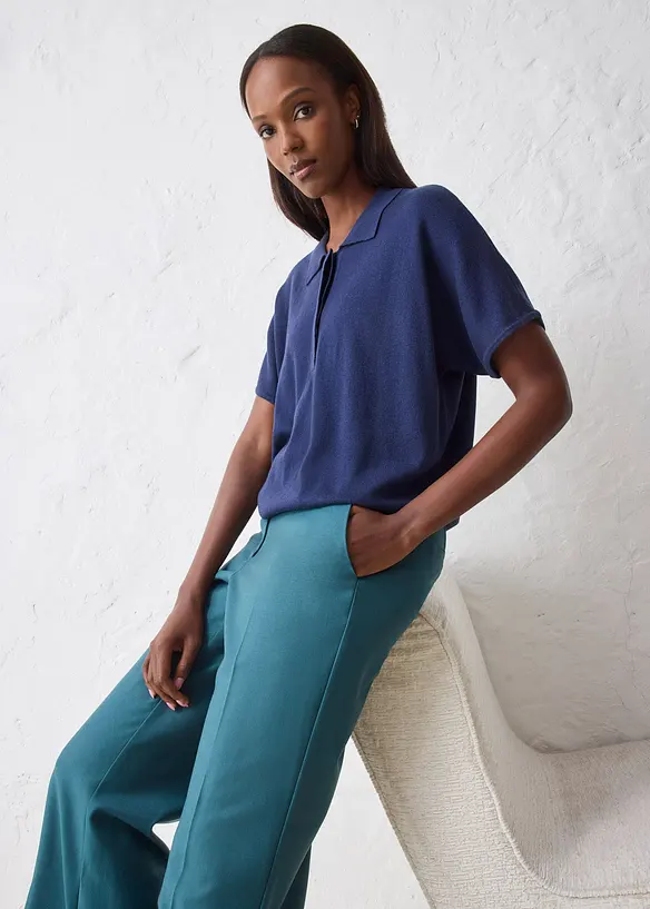 Pantaloni a zampa in misto lana, bonprix