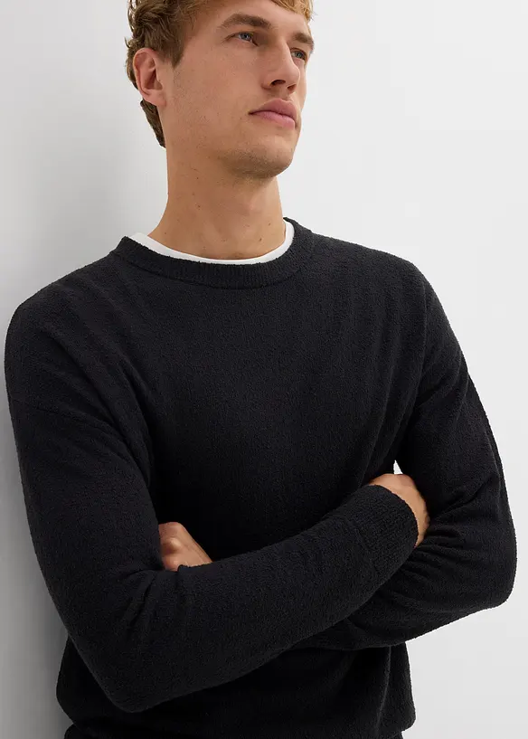 Maglione in misto cotone operato, bonprix