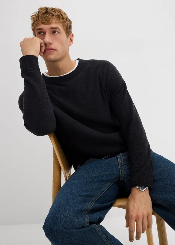 Maglione in misto cotone operato, bonprix