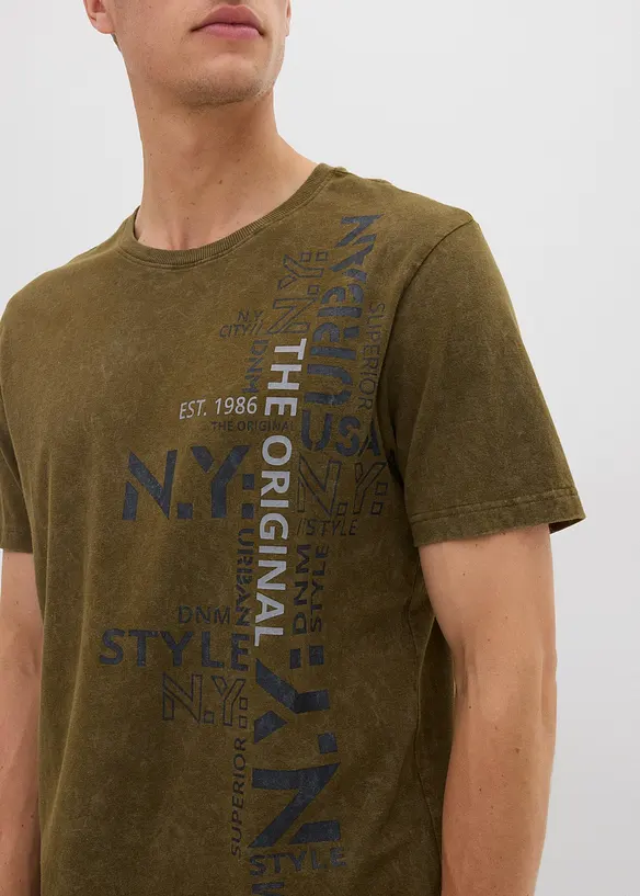 T-shirt in puro cotone biologico con effetto lavato, bonprix