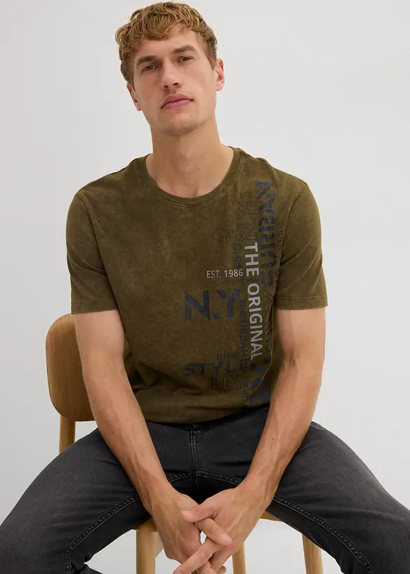 T-shirt in puro cotone biologico con effetto lavato, bonprix