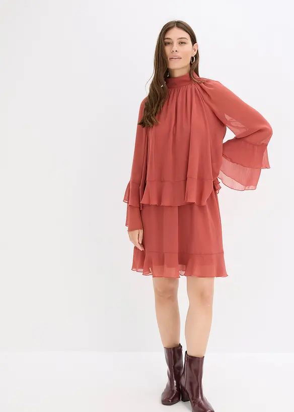 Abito di chiffon con volant, bonprix