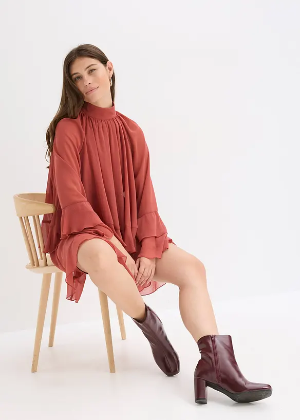 Abito di chiffon con volant, bonprix