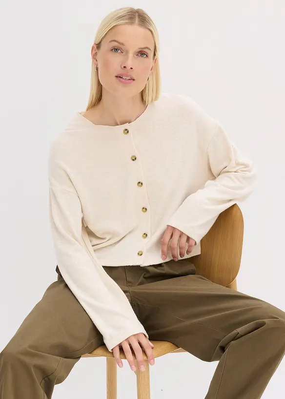 Cardigan in maglia fine a coste, bonprix