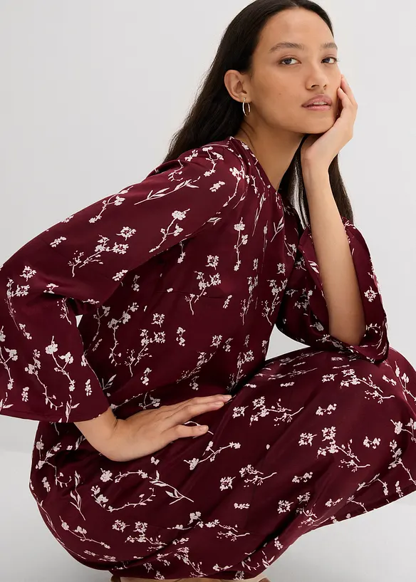 Abito midi in pura viscosa floreale, bonprix