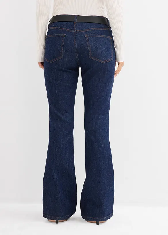 Jeans a zampa, vita media, bonprix