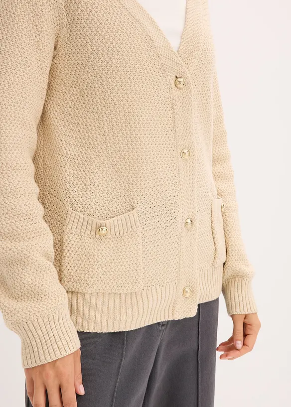 Cardigan melange con bottoni dorati, bonprix
