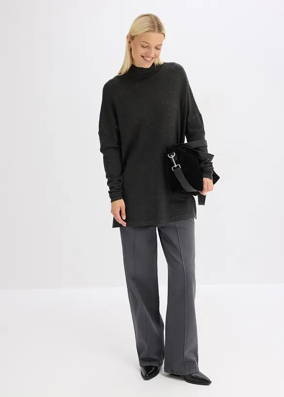 Maglione stile poncho in misto viscosa morbido, bonprix