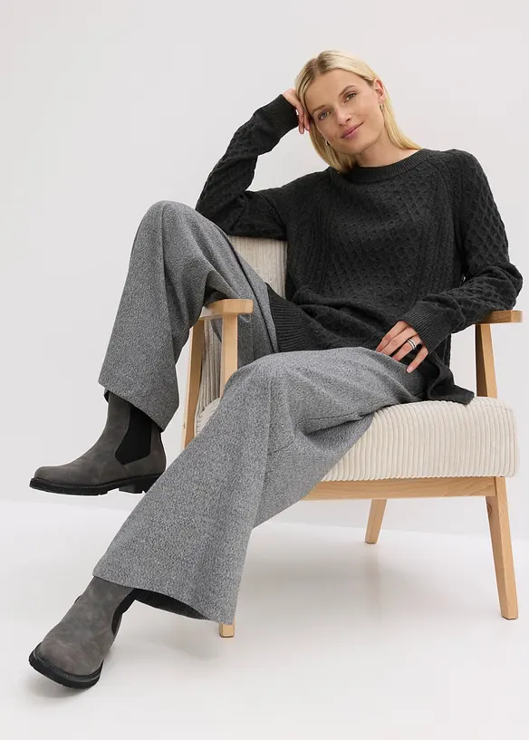 Maglione lungo in misto viscosa fluente, bonprix