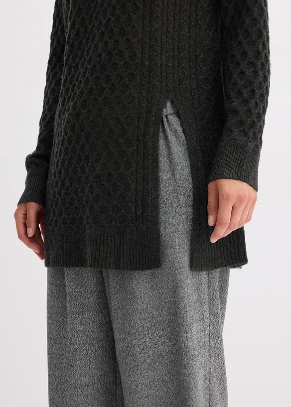 Maglione lungo in misto viscosa fluente, bonprix