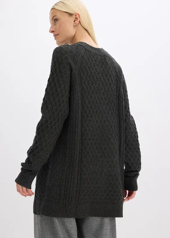 Maglione lungo in misto viscosa fluente, bonprix