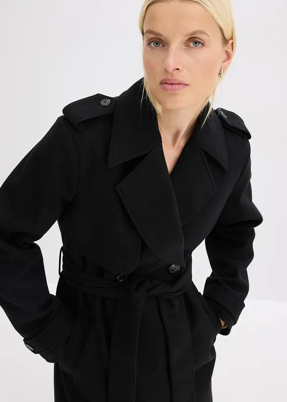 Trench effetto lana, bonprix
