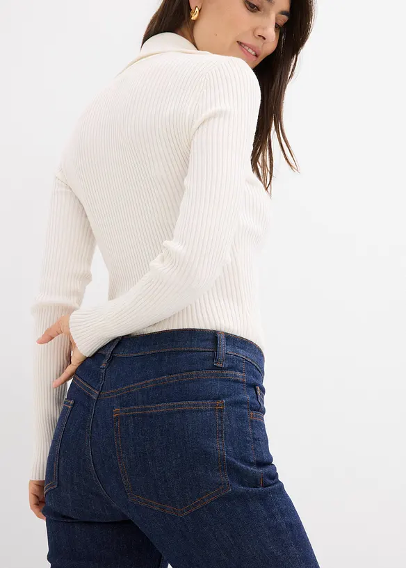 Jeans a zampa, vita media, bonprix