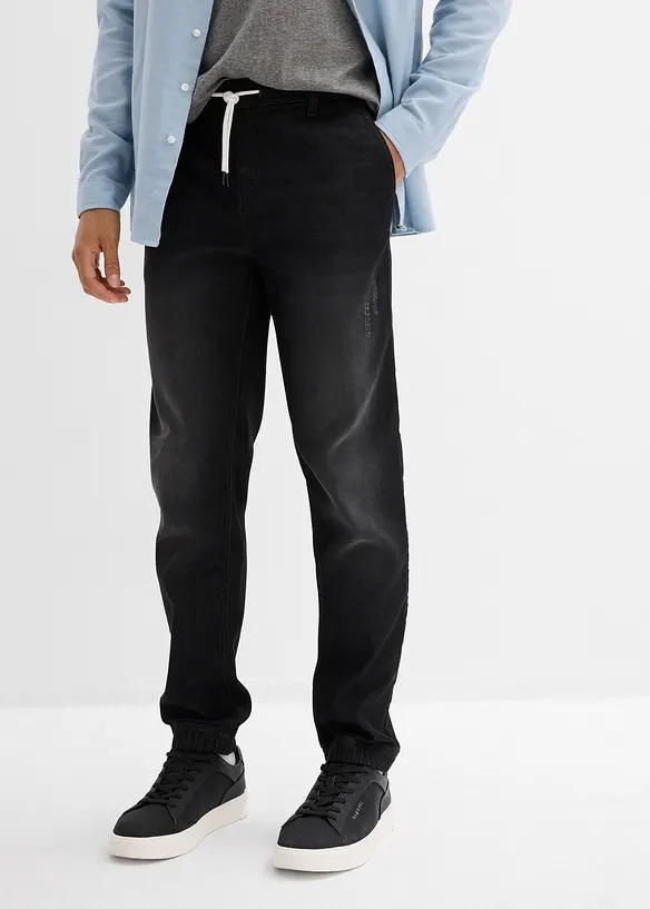 Jeans in tessuto felpato con elastico in vita regular fit, straight, bonprix