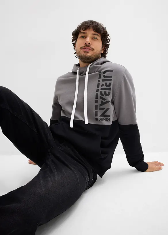 Felpa con cappuccio, slim fit, bonprix