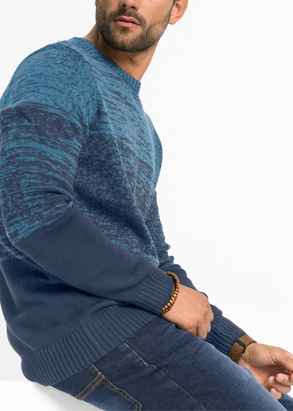 Maglione con taglio comfort in filato fine di misto cotone morbido, bonprix