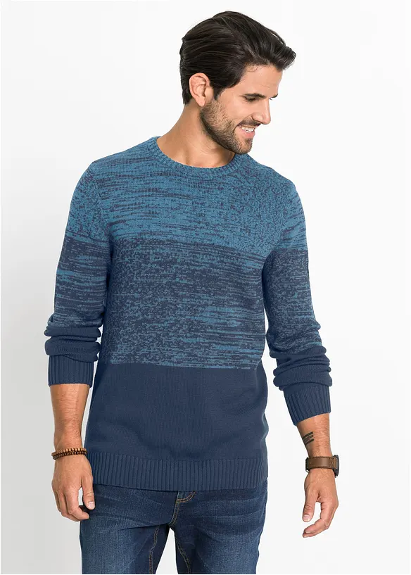 Maglione con taglio comfort in filato fine di misto cotone morbido, bonprix