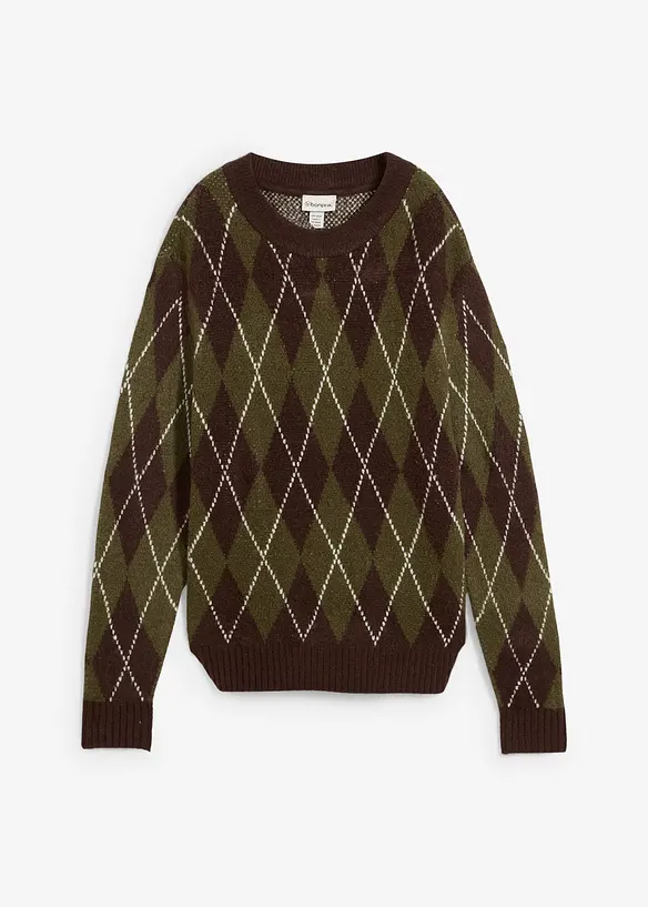Maglione in filato fine a quadri, bonprix