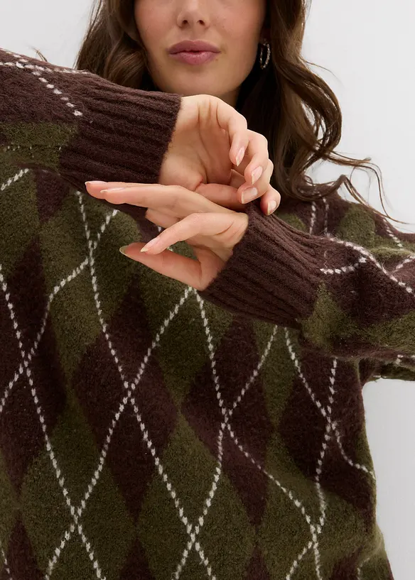 Maglione in filato fine a quadri, bonprix
