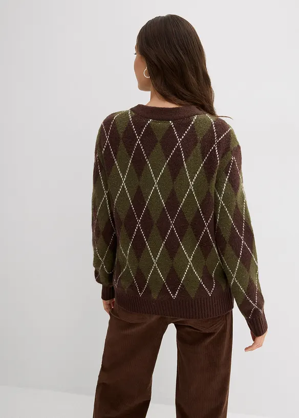 Maglione in filato fine a quadri, bonprix