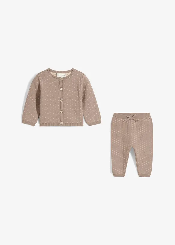 Cardigan e pantaloni in misto cotone (set 2 pezzi), bonprix