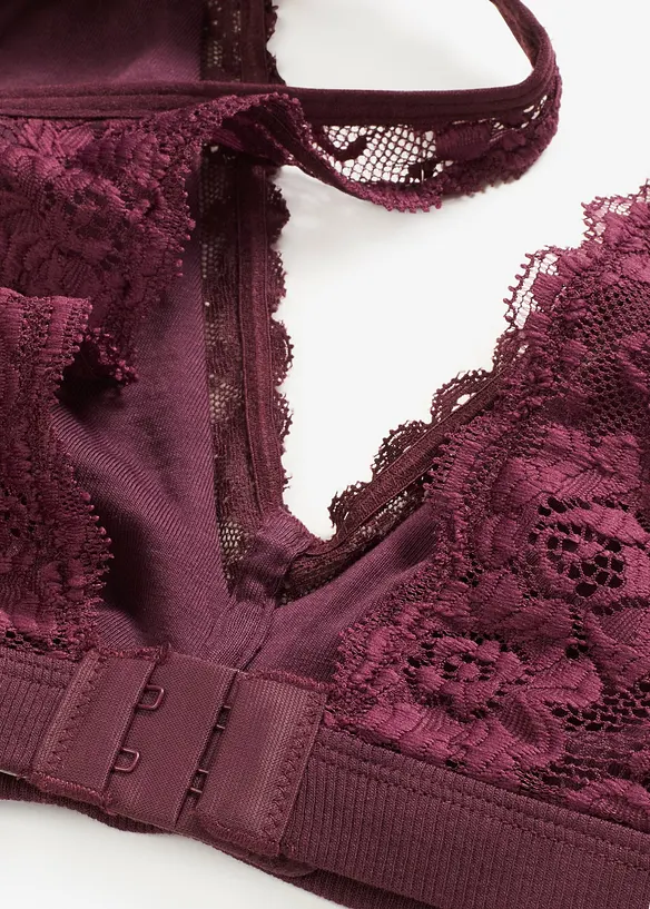 Bralette a costine con cotone biologico e pizzo, bonprix