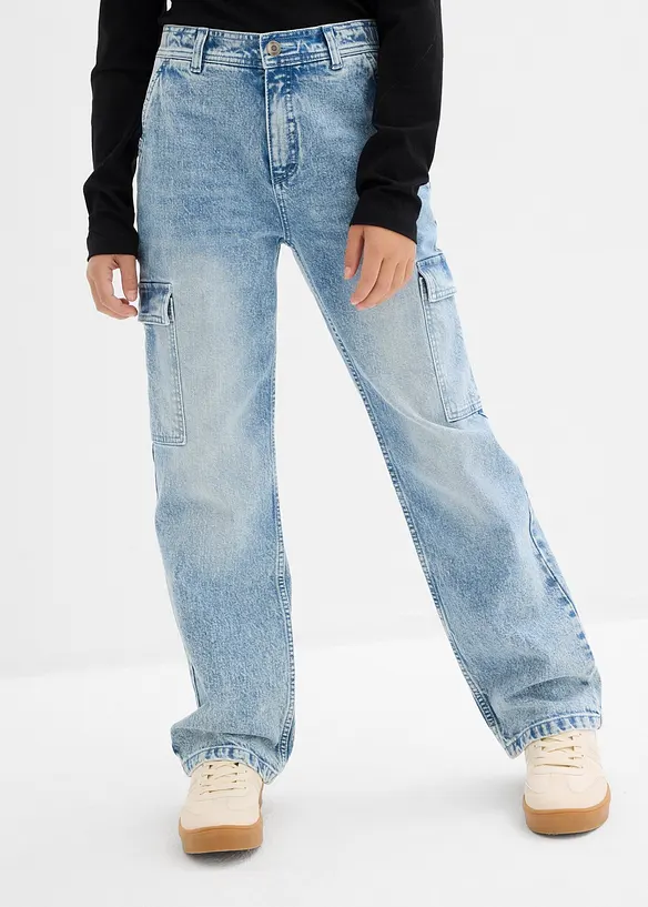 Jeans cargo larghi, vita media, bonprix