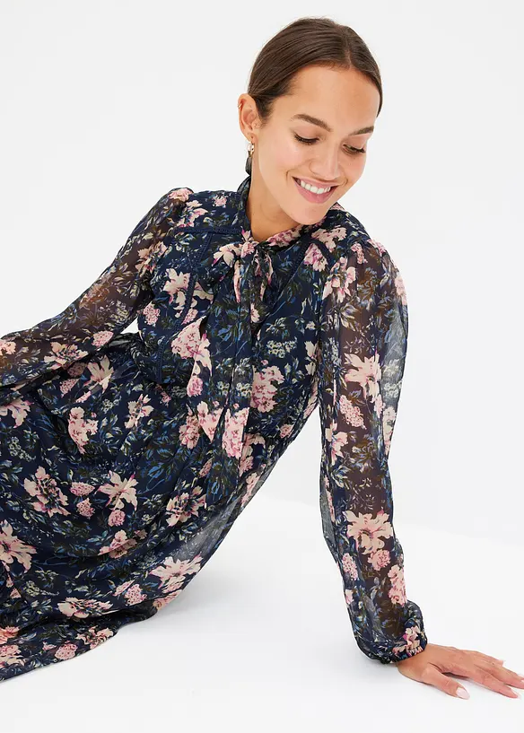 Abito in chiffon fantasia, bonprix