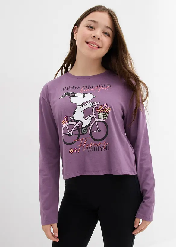 Maglia a maniche lunghe di Snoopy in puro cotone, Peanuts