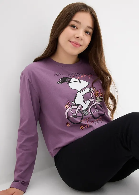 Maglia a maniche lunghe di Snoopy in puro cotone, Peanuts