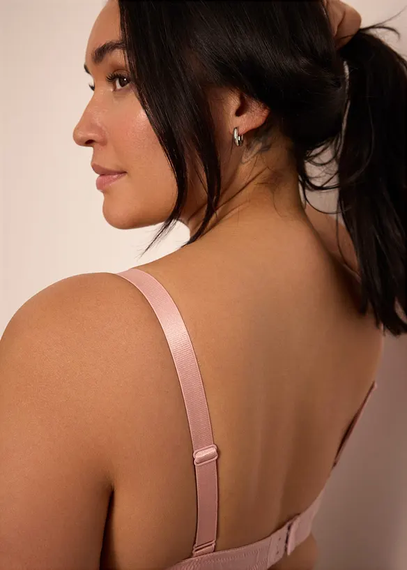 Reggiseno con coppe preformate senza ferretto in materiale lucido, bonprix