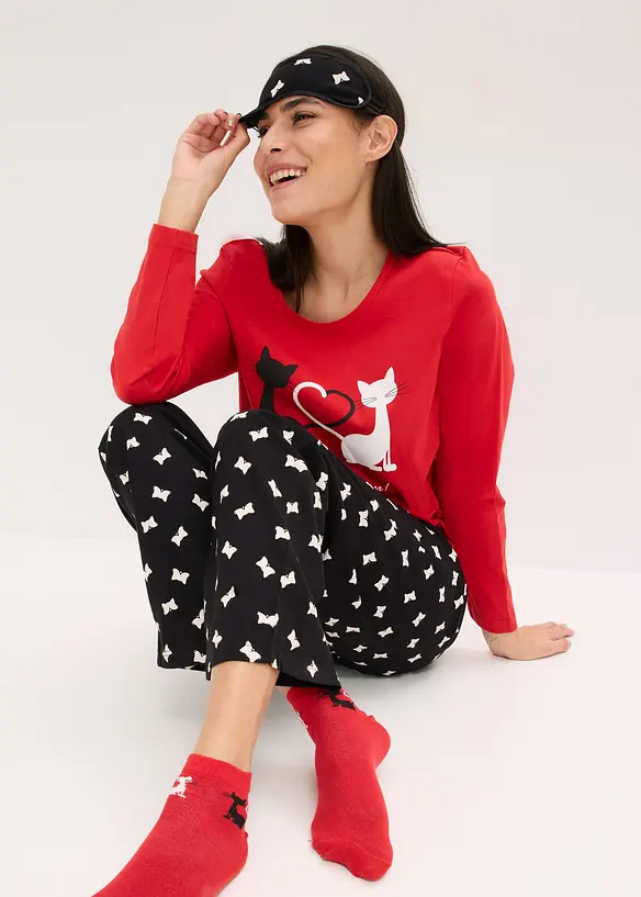 Pigiama con mascherina per dormire, bonprix