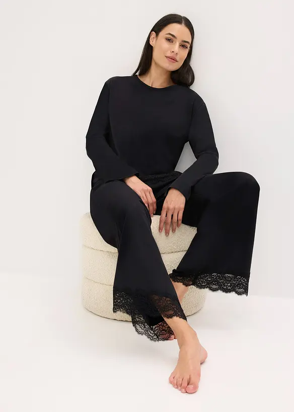 Pigiama con pizzo delicato, bonprix