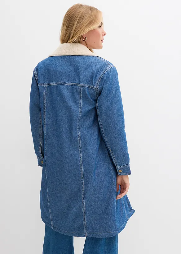 Cappotto invernale in denim con calda fodera teddy, bonprix