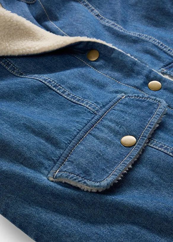 Cappotto invernale in denim con calda fodera teddy, bonprix