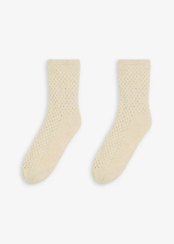 Calze morbide con filato lurex, fodera teddy e soletta antiscivolo, bonprix