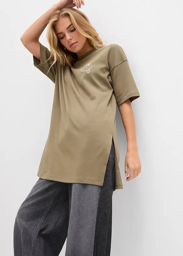 Maglia lunga oversize in puro cotone biologico, bonprix