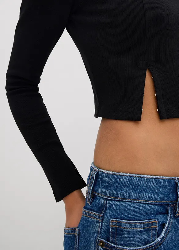 Maglia corta a costine, bonprix