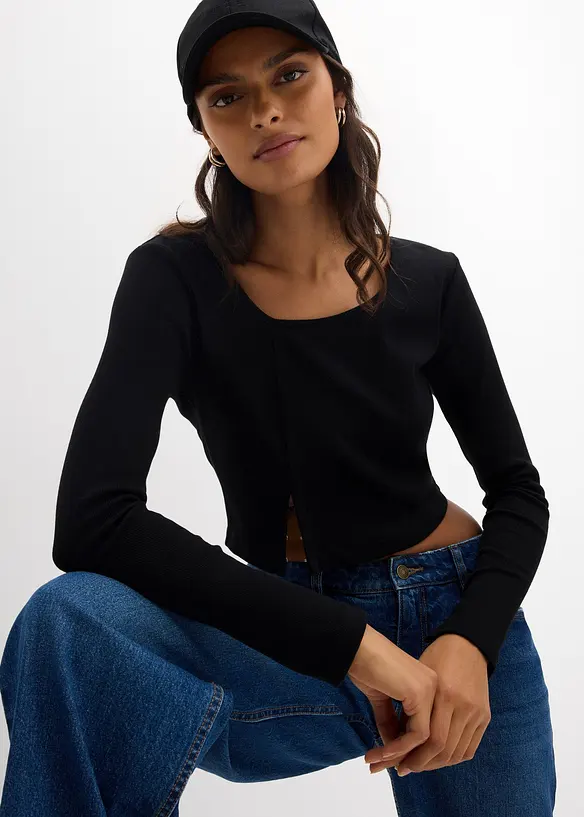 Maglia corta a costine, bonprix