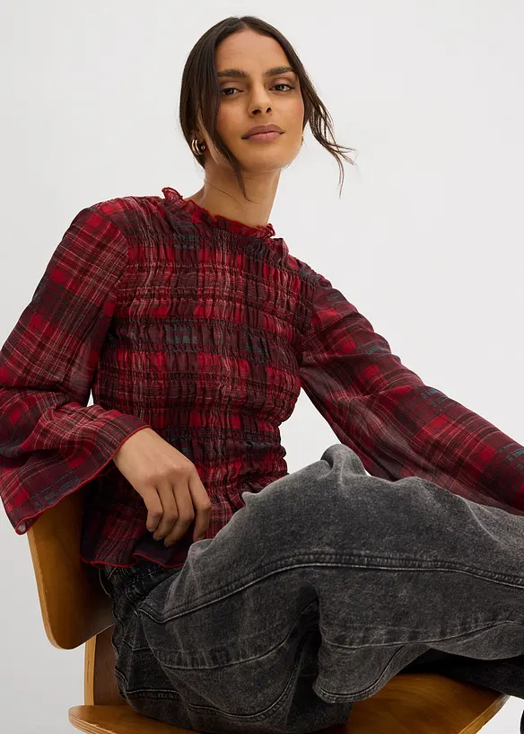 Blusa con inserto smock, bonprix
