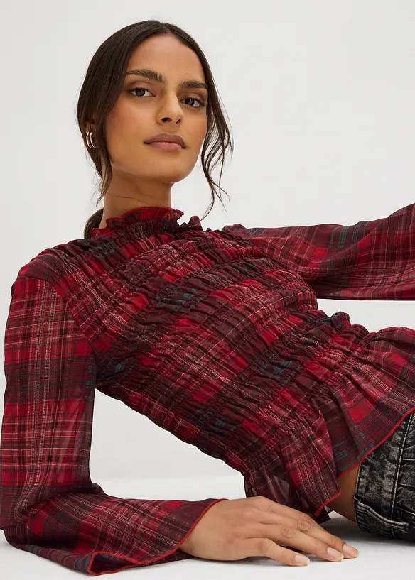 Blusa con inserto smock, bonprix