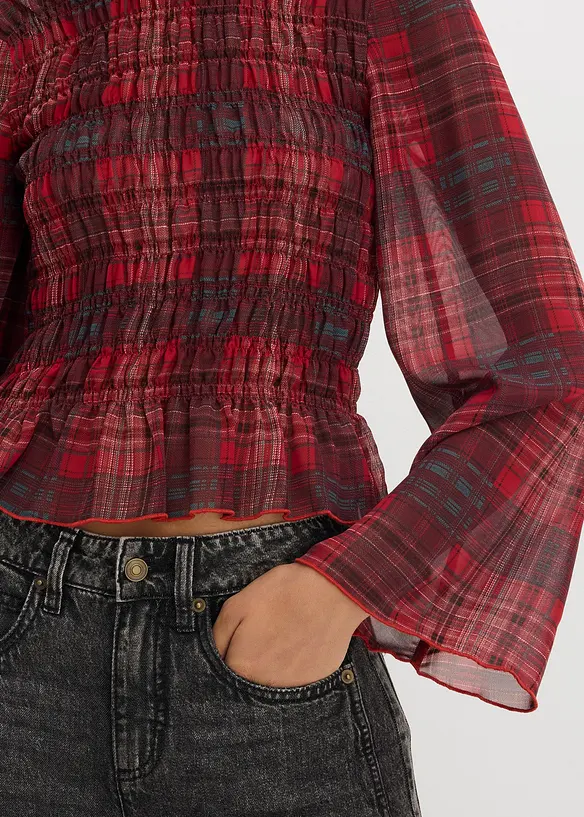 Blusa con inserto smock, bonprix