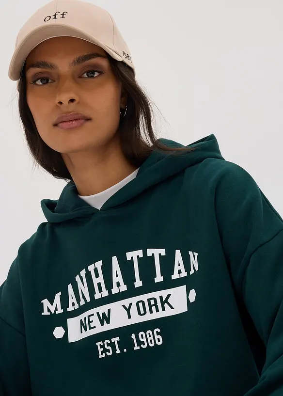 Felpa oversize con cappuccio in puro cotone, bonprix