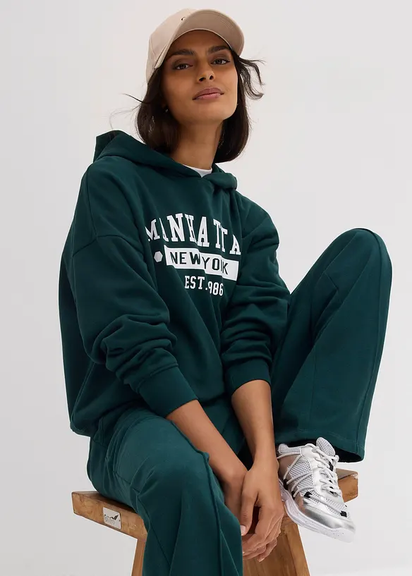 Felpa oversize con cappuccio in puro cotone, bonprix