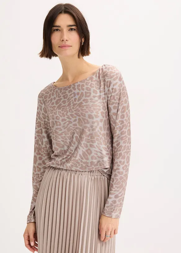 Maglia leopardata in fantasia lucida, bonprix